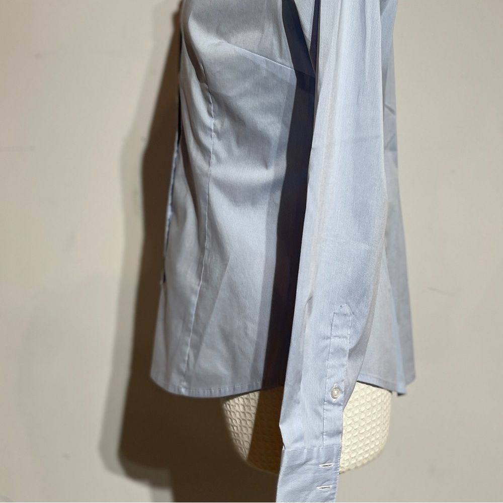 Quintessential blue pink stripe button down blouse - Picture 11 of 14